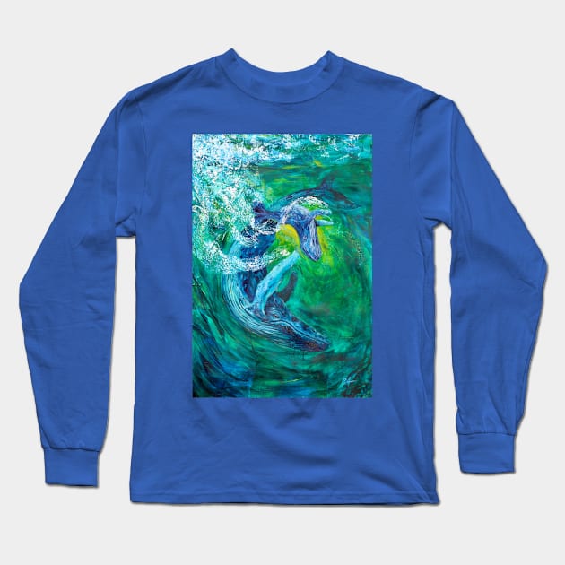 Whale Play Long Sleeve T-Shirt by CoryAcornArt